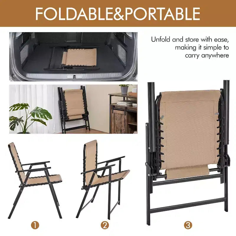 Yaheetech Set di 2 Sedie Pieghevoli da Giardino con Schienale per Giardino, Prato, Cortile