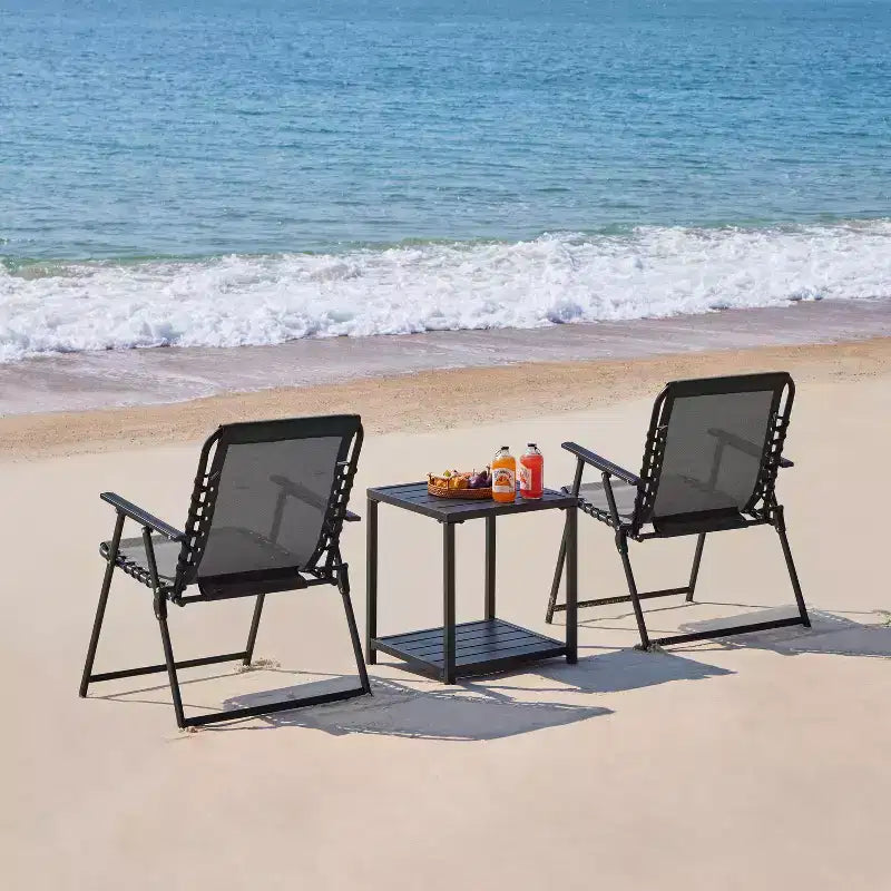 Yaheetech Set di 2 Sedie Pieghevoli da Giardino con Schienale per Giardino, Prato, Cortile