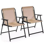 Yaheetech Set di 2 Sedie Pieghevoli da Giardino con Schienale per Giardino, Prato, Cortile