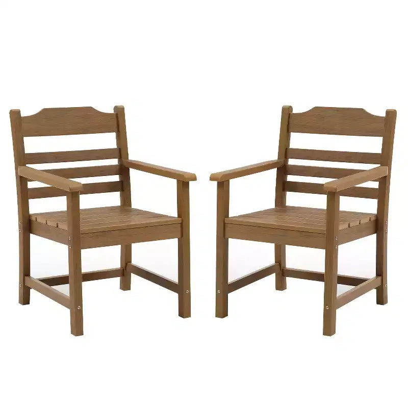 GDFStudio Joyce Patio High Impact Polystyrene Dining Chairs with Armrests (Set of 2)