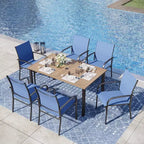 Captiva Designs Sedie Fisse da Pranzo per Esterni in Sling con Telaio in Acciaio Nero