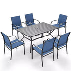 Captiva Designs Sedie Fisse da Pranzo per Esterni in Sling con Telaio in Acciaio Nero