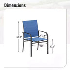 Captiva Designs Sedie Fisse da Pranzo per Esterni in Sling con Telaio in Acciaio Nero