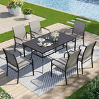Captiva Designs Sedie Fisse da Pranzo per Esterni in Sling con Telaio in Acciaio Nero