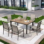 Captiva Designs Sedie Fisse da Pranzo per Esterni in Sling con Telaio in Acciaio Nero