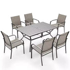 Captiva Designs Sedie Fisse da Pranzo per Esterni in Sling con Telaio in Acciaio Nero