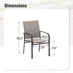 Captiva Designs Sedie Fisse da Pranzo per Esterni in Sling con Telaio in Acciaio Nero