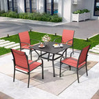 Captiva Designs Sedie Fisse da Pranzo per Esterni in Sling con Telaio in Acciaio Nero