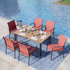Captiva Designs Sedie Fisse da Pranzo per Esterni in Sling con Telaio in Acciaio Nero