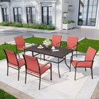 Captiva Designs Sedie Fisse da Pranzo per Esterni in Sling con Telaio in Acciaio Nero