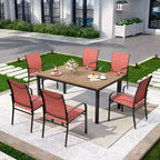Captiva Designs Sedie Fisse da Pranzo per Esterni in Sling con Telaio in Acciaio Nero