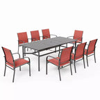 Captiva Designs Sedie Fisse da Pranzo per Esterni in Sling con Telaio in Acciaio Nero