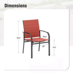Captiva Designs Sedie Fisse da Pranzo per Esterni in Sling con Telaio in Acciaio Nero