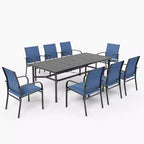Captiva Designs Sedie Fisse da Pranzo per Esterni in Sling con Telaio in Acciaio Nero