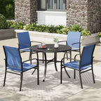 Captiva Designs Sedie Fisse da Pranzo per Esterni in Sling con Telaio in Acciaio Nero
