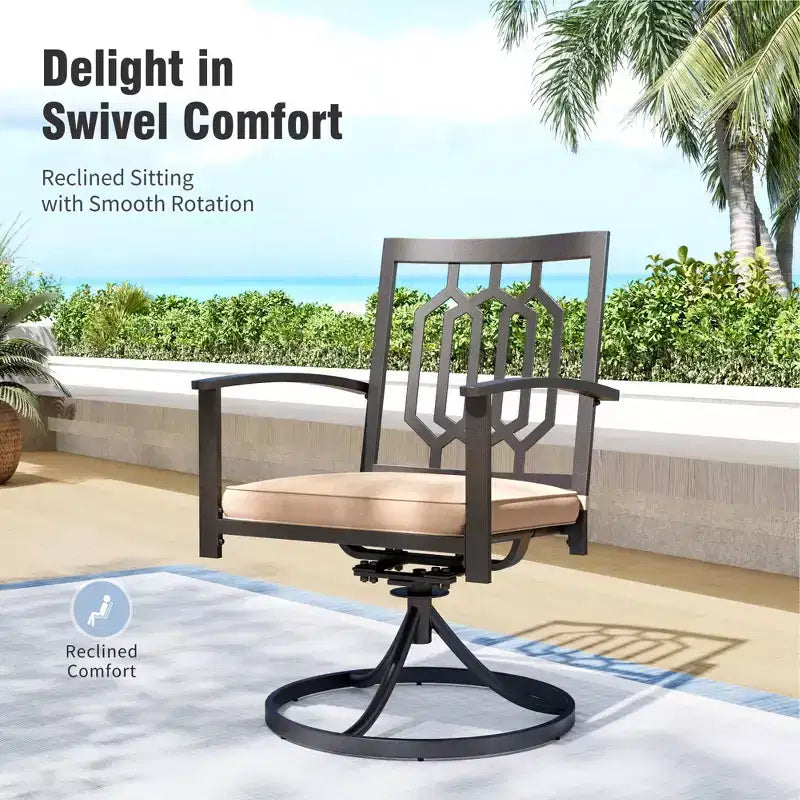 Sedie Girevoli da Esterno in Acciaio Captiva Designs per Patio con Cuscini Spessi