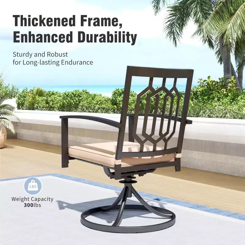 Sedie Girevoli da Esterno in Acciaio Captiva Designs per Patio con Cuscini Spessi