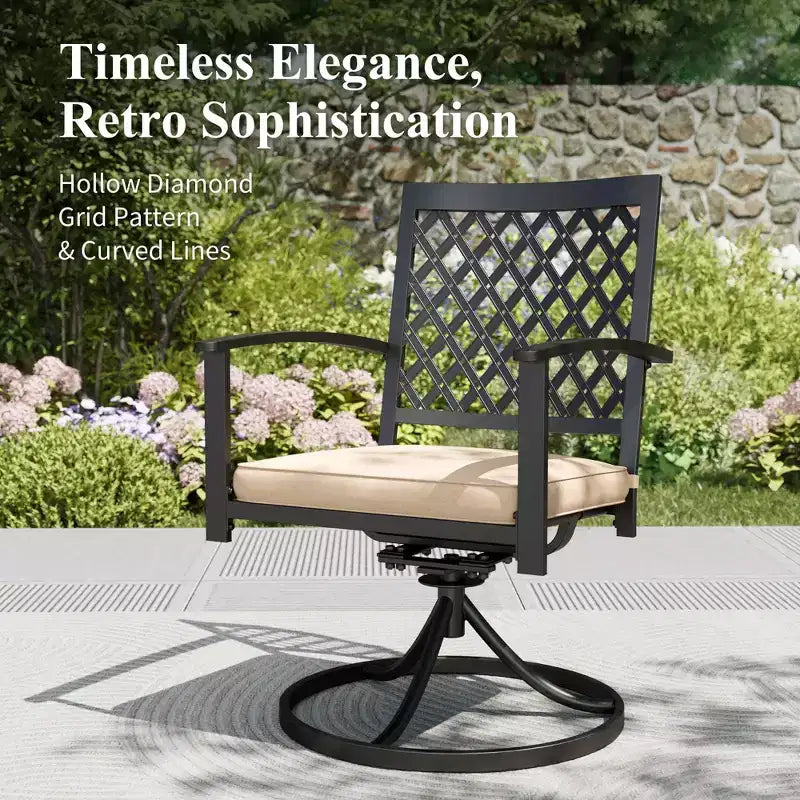 Sedie Girevoli da Esterno in Acciaio Captiva Designs per Patio con Cuscini Spessi