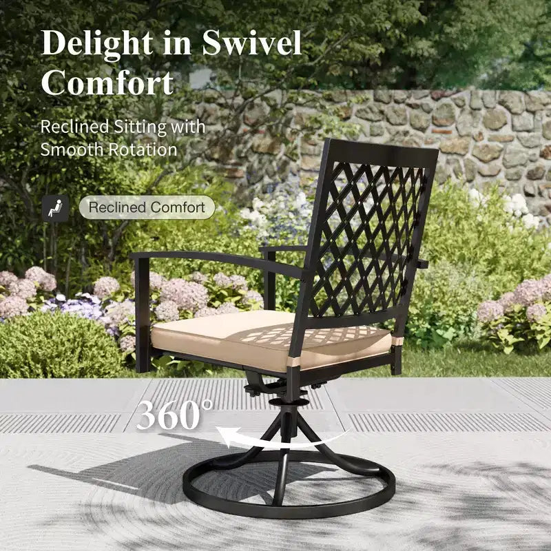 Sedie Girevoli da Esterno in Acciaio Captiva Designs per Patio con Cuscini Spessi