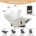 Poltrona Reclinabile Power Lift di Grandi Dimensioni, Poltrona Relax Regolabile per Anziani, Poltrona Reclinabile con Telecomando e Tasca Laterale