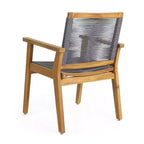 Christopher Knight Home McGill sedie da pranzo per esterni in corda e legno di acacia (set da 2), teak/grigio scuro