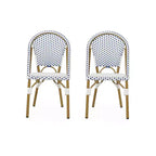 Christopher Knight Home Chaises de bistrot Brandy d'extérieur en aluminium finition bambou français et rotin synthétique (lot de 2)