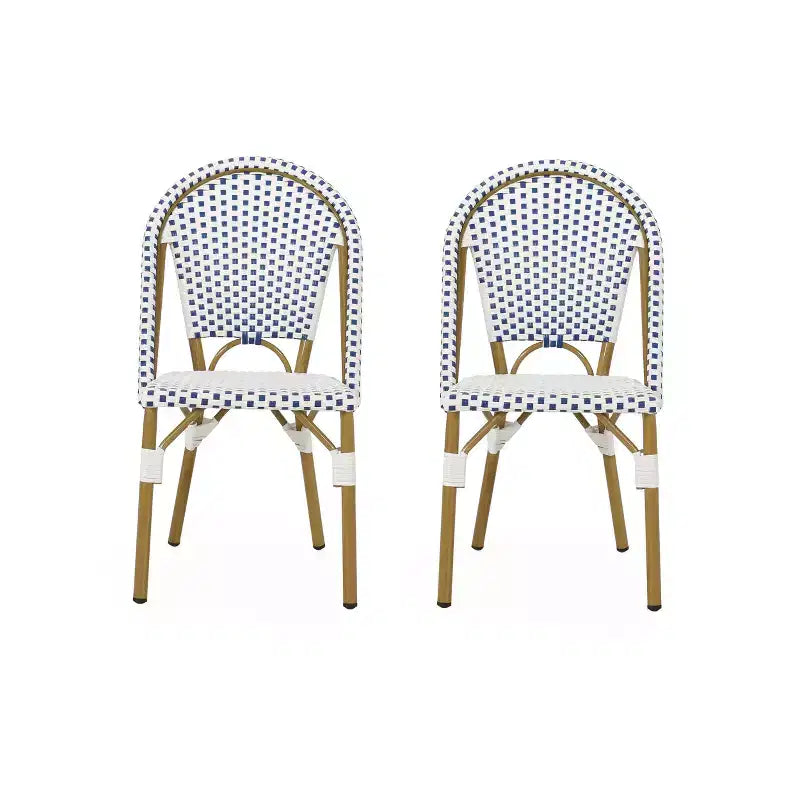 Christopher Knight Home Chaises de bistrot Brandy d'extérieur en aluminium finition bambou français et rotin synthétique (lot de 2)