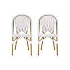 Christopher Knight Home Chaises de bistrot Brandy d'extérieur en aluminium finition bambou français et rotin synthétique (lot de 2)