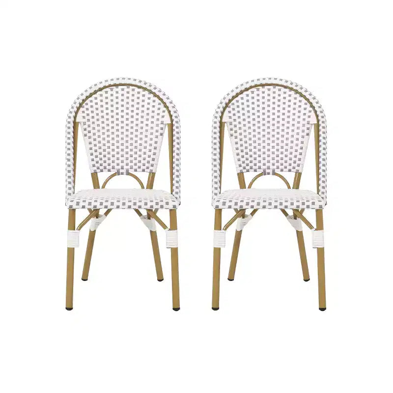 Christopher Knight Home Chaises de bistrot Brandy d'extérieur en aluminium finition bambou français et rotin synthétique (lot de 2)