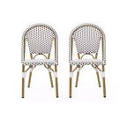Christopher Knight Home Chaises de bistrot Brandy d'extérieur en aluminium finition bambou français et rotin synthétique (lot de 2)