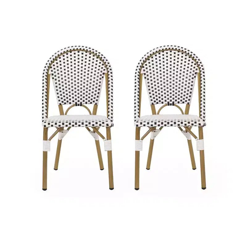 Christopher Knight Home Chaises de bistrot Brandy d'extérieur en aluminium finition bambou français et rotin synthétique (lot de 2)