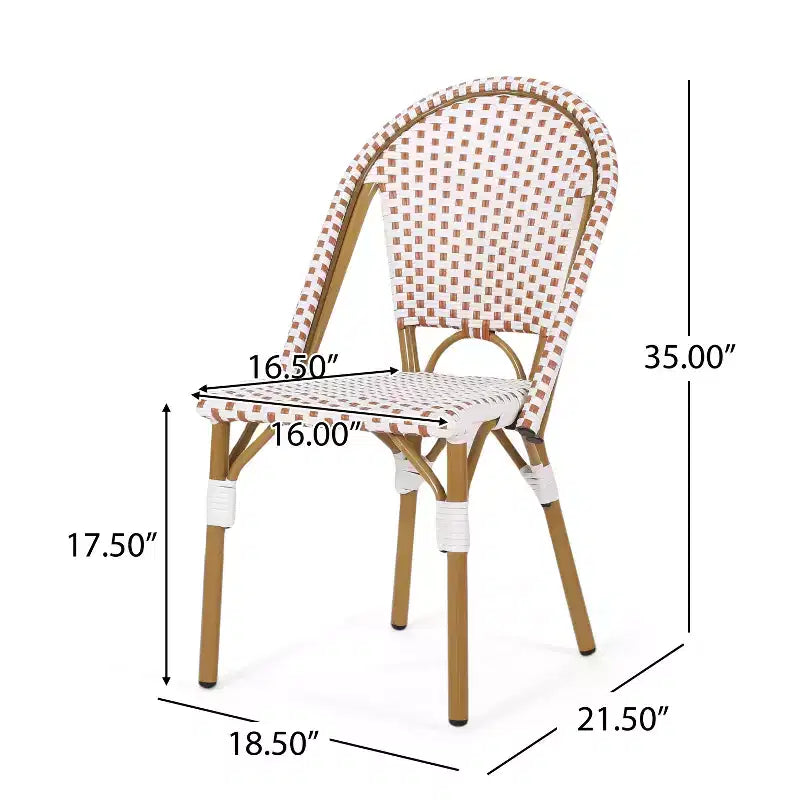 Christopher Knight Home Chaises de bistrot Brandy d'extérieur en aluminium finition bambou français et rotin synthétique (lot de 2)