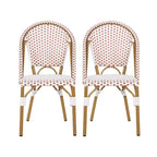 Christopher Knight Home Chaises de bistrot Brandy d'extérieur en aluminium finition bambou français et rotin synthétique (lot de 2)