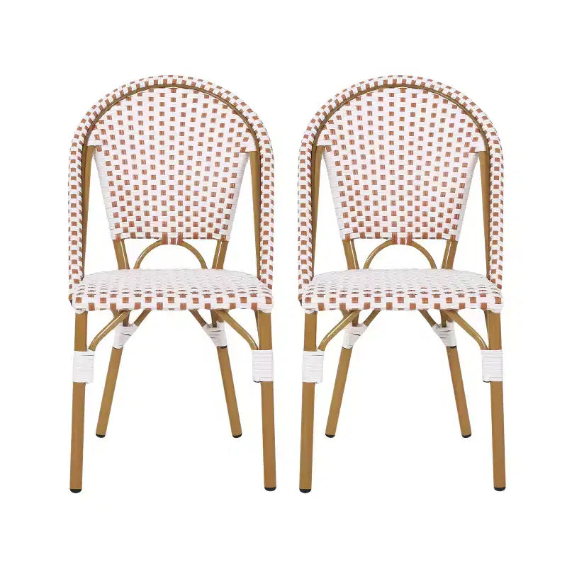 Christopher Knight Home Chaises de bistrot Brandy d'extérieur en aluminium finition bambou français et rotin synthétique (lot de 2)