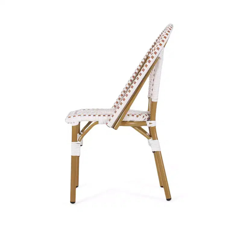 Christopher Knight Home Chaises de bistrot Brandy d'extérieur en aluminium finition bambou français et rotin synthétique (lot de 2)