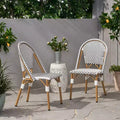 Christopher Knight Home Brandy Patio French Bamboo Finish Aluminum and Faux Rattan Bistro Chairs (Set of 2)