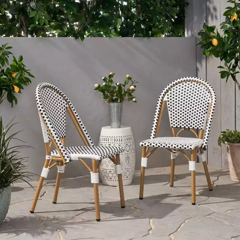 Christopher Knight Home Brandy Patio French Bamboo Finish Aluminum and Faux Rattan Bistro Chairs (Set of 2)