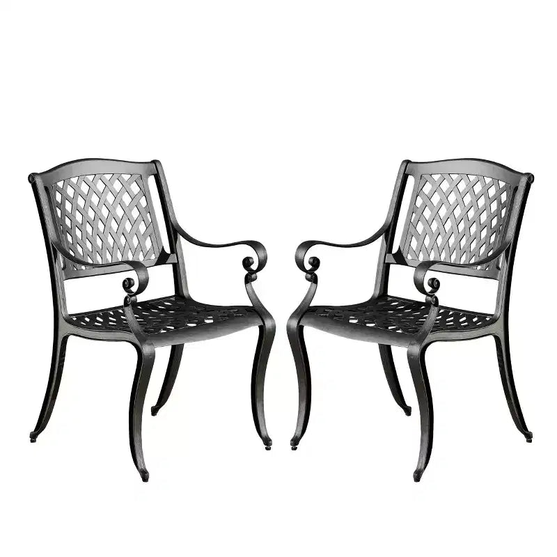 Christopher Knight Home Hallandale Outdoor Cast Aluminum Dining Chairs (Set of 2), Antique Matte Black