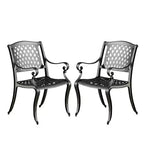 Christopher Knight Home Hallandale Outdoor Cast Aluminum Dining Chairs (Set of 2), Antique Matte Black
