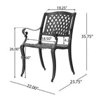 Christopher Knight Home Hallandale Chaises de salle à manger d'extérieur en fonte d'aluminium (Lot de 2), Noir mat antique