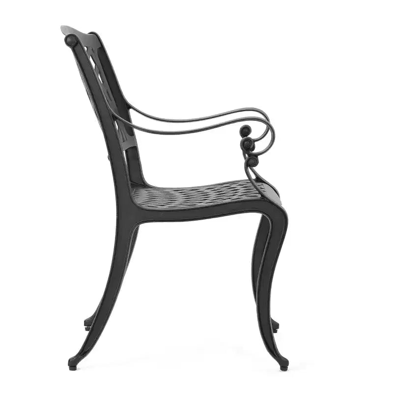 Christopher Knight Home Hallandale Chaises de salle à manger d'extérieur en fonte d'aluminium (Lot de 2), Noir mat antique