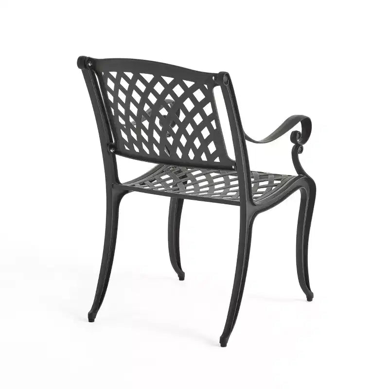 Christopher Knight Home Hallandale Chaises de salle à manger d'extérieur en fonte d'aluminium (Lot de 2), Noir mat antique