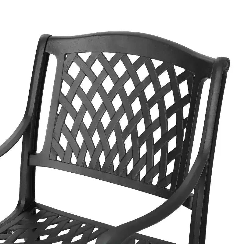 Christopher Knight Home Hallandale Chaises de salle à manger d'extérieur en fonte d'aluminium (Lot de 2), Noir mat antique