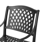 Christopher Knight Home Hallandale Chaises de salle à manger d'extérieur en fonte d'aluminium (Lot de 2), Noir mat antique