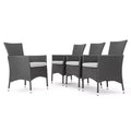 GDFStudio Jocelyn Outdoor Wicker Dining Chairs with Cushion (Set of 4), Gray/Light Gray