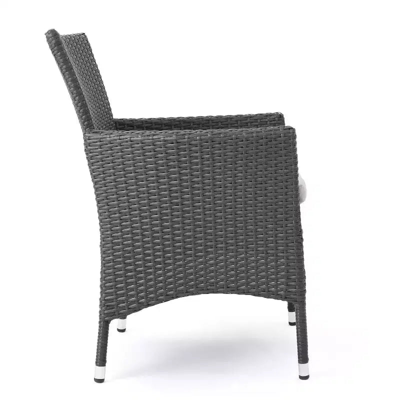 GDFStudio Chaises de salle à manger d'extérieur en osier Jocelyn avec coussin (lot de 4), gris/gris clair