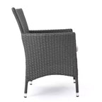 GDFStudio Chaises de salle à manger d'extérieur en osier Jocelyn avec coussin (lot de 4), gris/gris clair