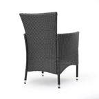 GDFStudio Chaises de salle à manger d'extérieur en osier Jocelyn avec coussin (lot de 4), gris/gris clair