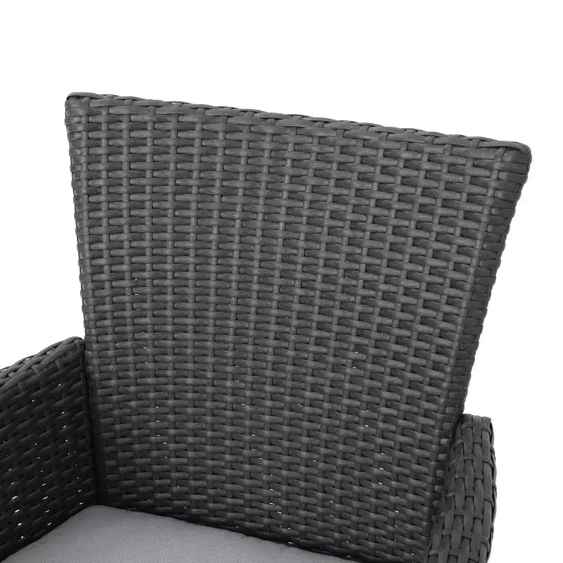 GDFStudio Chaises de salle à manger d'extérieur en osier Jocelyn avec coussin (lot de 4), gris/gris clair