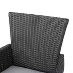 GDFStudio Chaises de salle à manger d'extérieur en osier Jocelyn avec coussin (lot de 4), gris/gris clair